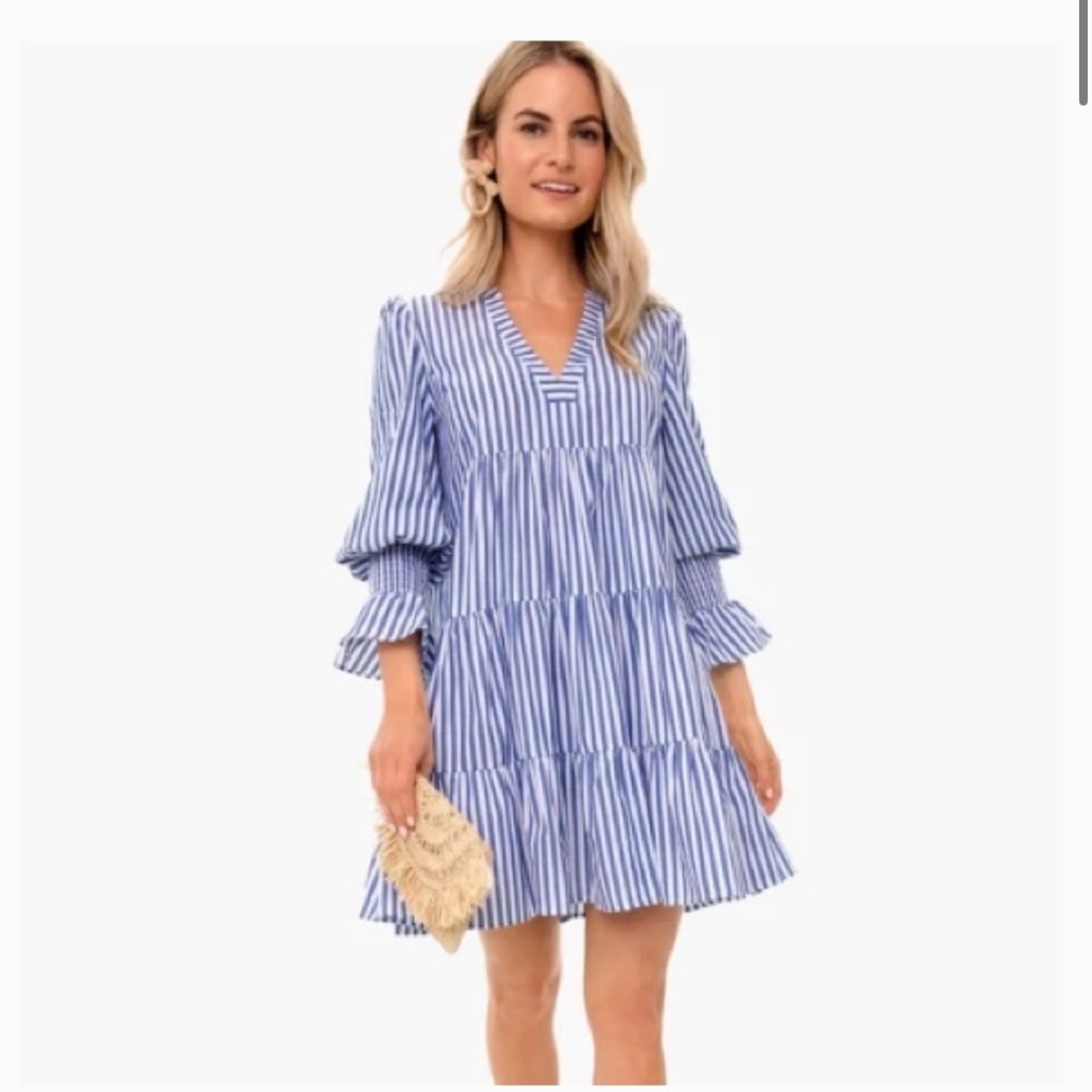 Pomander Place Blue Striped Dress
